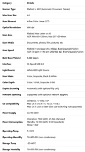 Scanner à plat et ADF DS-70000 A3, haute vitesse, couleur, recto-verso, chargeur automatique de documents, numérisation continue, USB pour bureau - Product Image 4