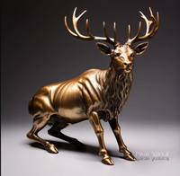Statue d'animal de renne en bronze grandeur nature décorée dans un jardin extérieur