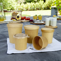 100% Respectueux de l'environnement biodégradable artisanat simple paroi soupe tasse bol jetable de qualité alimentaire étanche conteneur pour nouilles soupe autres