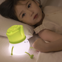 Cadeau créatif en stock, lampe de nuit à claquements de poireaux, mini veilleuse LED rechargeable en silicone au toucher doux avec port USB pour chambre à coucher