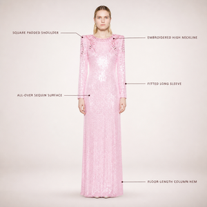 <span class=keywords><strong>Robe</strong></span> de soirée longue Glimwall HERE pour femme, rose, à sequins, col montant, manches longues, épaules rembourrées, <span class=keywords><strong>robe</strong></span> de cérémonie, vente en gros OEM - Product Image 3