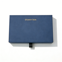 Boîte à tiroirs rigide multi-compartiments personnalisée pour parfum - Emballage de luxe en boîte à tiroirs bleue avec boîtes cadeaux à tiroirs en feuille d'or