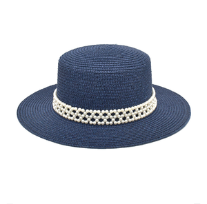 Chapeau Fedora d'été en paille <span class=keywords><strong>de</strong></span> style coréen et français pour les femmes Nouveau chapeau <span class=keywords><strong>de</strong></span> soleil décontracté avec perle Trendy Fresh Look - Product Image 6