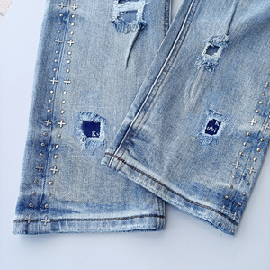 <span class=keywords><strong>Pantaloni</strong></span> stile Jeans Jeans Ksubing di alta qualità <span class=keywords><strong>Slim</strong></span> Fit medio dritti effetto baffi da <span class=keywords><strong>uomo</strong></span> - Product Image 3