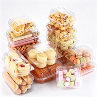 Boîtes à pâtisserie transparentes en PET de qualité alimentaire, multi-tailles, empilables, pour biscuits, muffins, desserts, emballage en coquille, commande en gros OEM