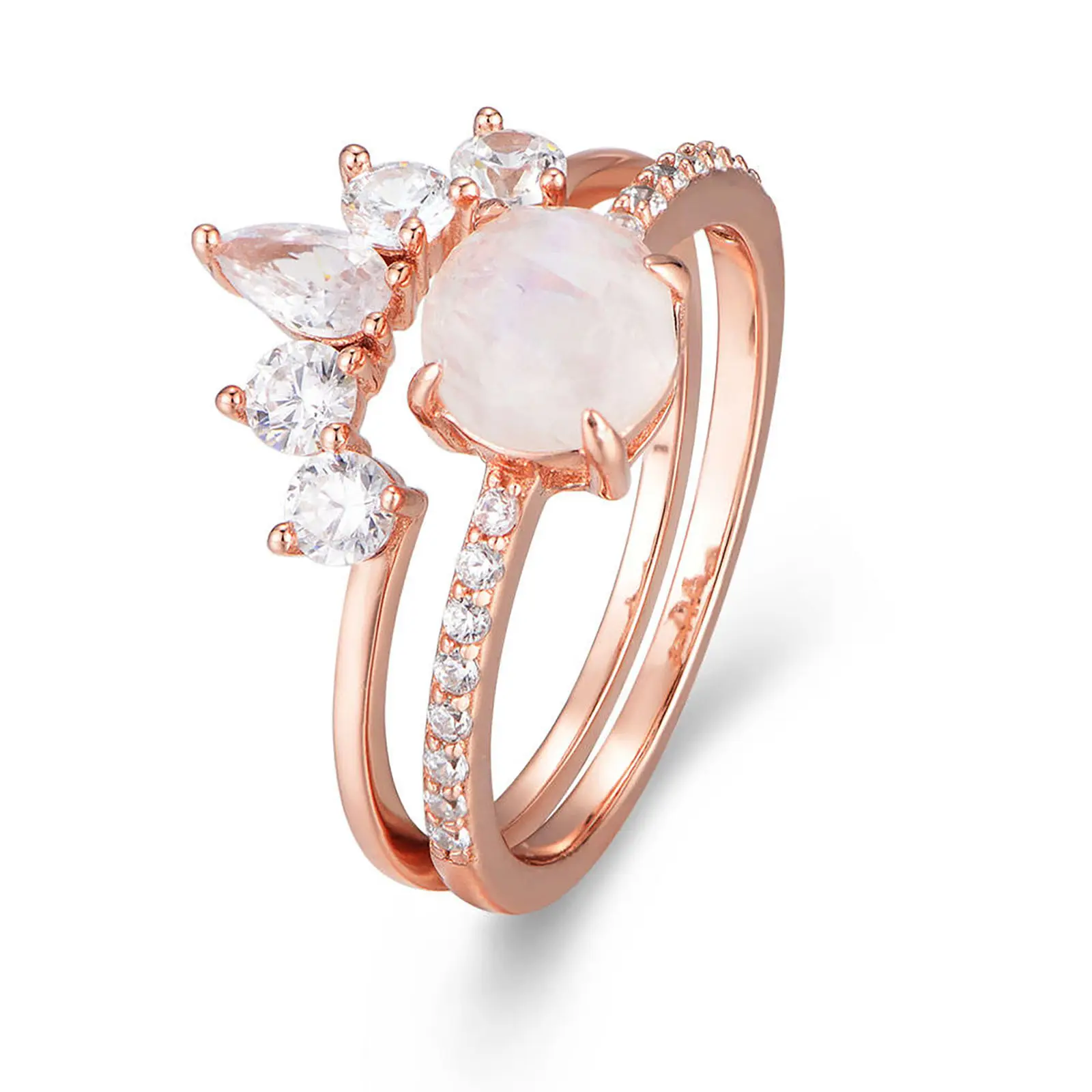OEM hele jewelry Customized best selling personalised women cz gold engagement ring set