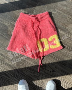 Shorts en <span class=keywords><strong>laine</strong></span> mohair unisexe personnalisés, imprimés, surdimensionnés, sous le genou, avec cordon de serrage, streetwear, doux <span class=keywords><strong>et</strong></span> moelleux, shorts en mohair pour hommes - Product Image 4