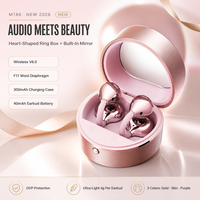 Nouveaux écouteurs sans fil M186 avec boîte en forme de cœur, étui miroir, TWS BT V6.0, portée de 10 m, 300 mAh, cadeau tendance pour femmes et filles