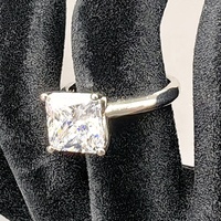 Vente bijoux fins classique plaqué rhodium 925 en argent Sterling carré princesse coupe Moissanite bague de fiançailles pour les femmes mariage