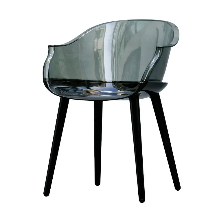 Design moderne nordique en plastique PC chaise en cristal clair transparent fauteuil coque dinant la chaise