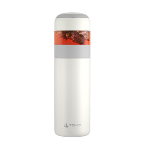 Portable Thermos <b>Cup</b> <b>Ceramic</b> Stainless Steel Tea Water Separator Travel Drink <b>Cup</b> With Gravity Lock Design - Product Image 4