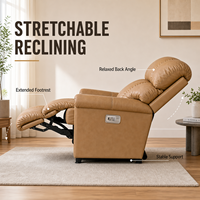 Asientos de Cine de cine en casa para sala de estar de dos asientos modernos de lujo, sillones reclinables de cuero marrón italiano, sofá USB supersuave grueso