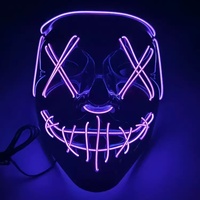 Nouveau Masque Lumineux LED PVC Purge 2026 Effet Luminescent Effrayant pour Fête d'Halloween avec 3 Modes d'Éclairage