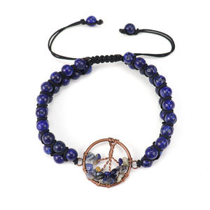 Bracelets en pierres naturelles, perles de cristal, arbre de vie tissé, bijoux en pierres précieuses, aventurine verte, 7 chakras, bracelets réglables de guérison - Product Image 5