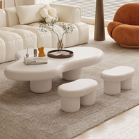 Table basse INNOVA durable et détachable en forme de nuage blanc, design moderne en panneaux de bois, montage facile, pour salon