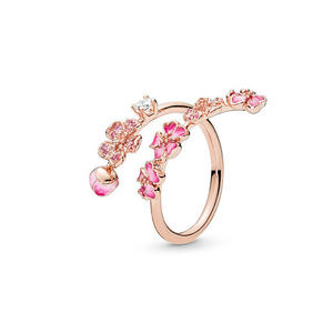 Elegante <span class=keywords><strong>Anillo</strong></span> Abierto con Diseño de Flor de Melocotón, Chapado en <span class=keywords><strong>Oro</strong></span> <span class=keywords><strong>Rosa</strong></span>, con Micro Pavé de Cuentas, Ajustable y Apilable, para Mujer, Joyería Diaria, Regalo - Product Image 1