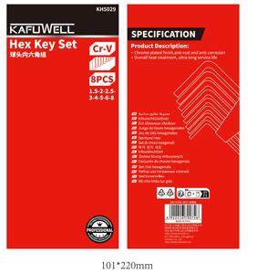 Jeu de clés hexagonales métriques de qualité industrielle KAFUWELL KH5029, 8 pièces (acier CRV), clés <span class=keywords><strong>Allen</strong></span> à tête sphérique avec personnalisation OEM/ODM - Product Image 6
