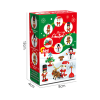 QS Mainan Edukasi Anak Populer, Blok Bangunan Mini Tema Natal, Kartun 2 in 1 Puzzle Bricks Game Set, Hadiah Natal