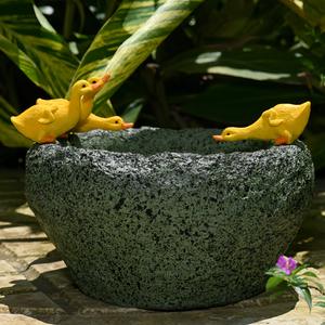 Maceta creativa para plantas de jardín, imitación de piedra, mortero de resina, piedra con efecto de agua corriente, adorno para plantas suculentas en maceta. - Product Image 4