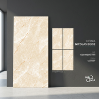600x1200 Carreaux de luxe modernes Carreaux de céramique en porcelaine brillante à motifs de marbre pour l'intérieur de la maison, le mur de la villa et le sol du salon