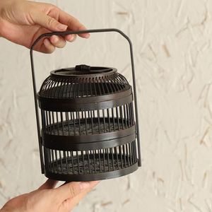 <b>Bamboo</b> Food <b>Container</b> Double Layer Birdcage Style Polygon Shape Kitchen Use Standing Type Woven Basket - Product Image 2
