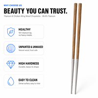 Baguettes créatives haut de gamme en titane pur, anti-moisissure, avec joint en bois de wengé, pour la cuisine domestique, ensemble de couverts, cadeaux, style chinois chic