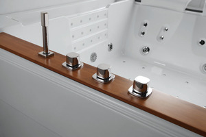Baignoire autoportante avec panneau de commande de massage, bain à remous haut de gamme <span class=keywords><strong>Balneo</strong></span> avec bois de teck - Product Image 5