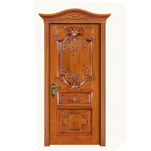 <span class=keywords><strong>Puerta</strong></span> de madera maciza tallada de entrada interior principal moderna de lujo con marco de corona - Product Image 5