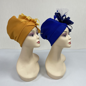 Mh-1136 Top Qualité Africain <span class=keywords><strong>Femme</strong></span> Musulman Hijab Bonnet Femmes Turbante Mujer Aso Oke Avec Perles Chapeaux De Fleurs Africaines - Product Image 3