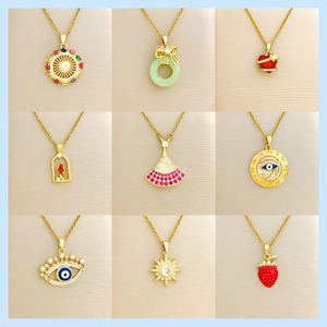 Colliers pendentifs en acier inoxydable et cuivre Jeutelis pour femmes - 45 styles tendance, vente en gros mixte en stock - Product Image 2