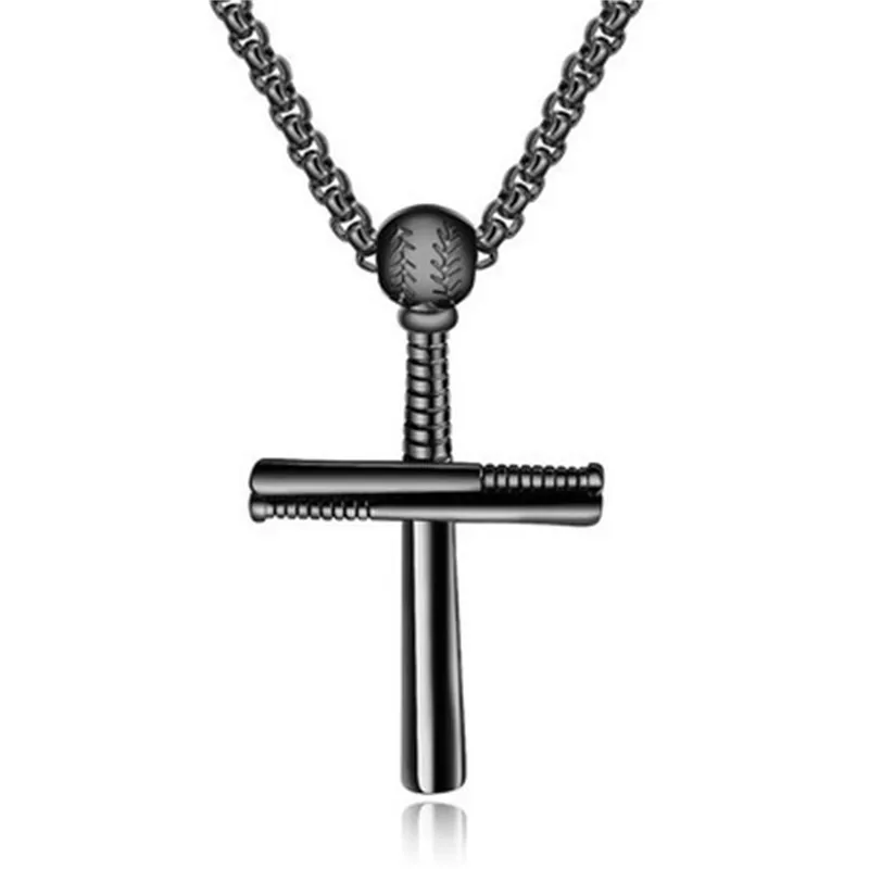 Titanium Steel Outdoor Cross Stainless Steel Baseball Pendant Men's Hot Style Fashion Accessories Baseball Necklace