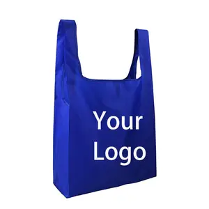 Ağır genişletilebilir katlanır Tote çanta büyük kullanımlık 190T Polyester katlanabilir market alışveriş çantası