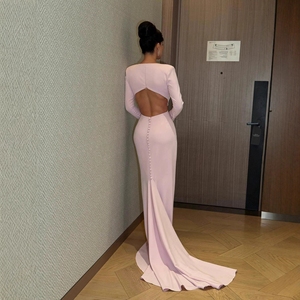 Abito <span class=keywords><strong>da</strong></span> sera senza schienale <span class=keywords><strong>da</strong></span> <span class=keywords><strong>donna</strong></span> 2026 del nuovo anno-elegante con scollo a V profondo scavato, abbigliamento <span class=keywords><strong>da</strong></span> festa sottile a vita lunga, alla moda - Product Image 5