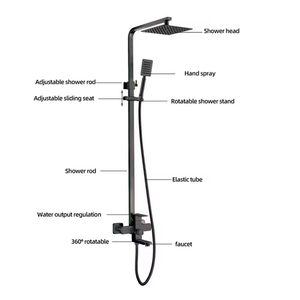 Système <span class=keywords><strong>de</strong></span> <span class=keywords><strong>douche</strong></span> mural en acier inoxydable 304 noir mat certifié CE, avec douchette pluie et bec <span class=keywords><strong>de</strong></span> robinet rotatif à 360°, vente en gros - Product Image 2