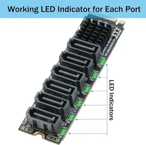 M.2 zu SATA 3.0 Adapter [6-Port], RIITOP M.2 NVMe zu 6-Port SATA III Erweiterungskartenadapter 6Gbps mit Chipsatz <span class=keywords><strong>ASM1166</strong></span> - Product Image 3
