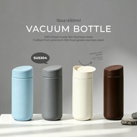 Nouvelle Tasse Isotherme en Acier Inoxydable 304 de 450 ml, Bouteille d'Eau Portable à Double Paroi Sous Vide avec Couvercle Coulissant, Vente en Gros Transfrontalière