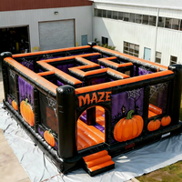 Jeu de labyrinthe gonflable géant commercial en PVC, personnalisé sur le thème d'Halloween, maison hantée, installation facile, jeux gonflables