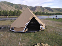 Tente cloche gonflable sans configuration, en tissu Oxford, 4 saisons, coupe-vent, yourte pop-up avec cheminée, pour le glamping
