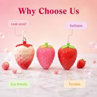 ISMAN Custom 3ml Aardbei-vormige Lipgloss Verpakking Schattig Fruit Transparante Tube Sleutelhanger Cosmetische Verpakking Groothandel