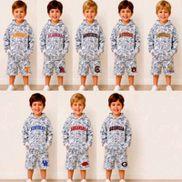 Ensemble de survêtement personnalisé pour garçons : sweat à capuche et short imprimé camouflage, 2 pièces, tenue décontractée pour le jour du match