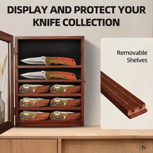 Étagère de rangement pour couteaux en bois à plusieurs niveaux, 6 niveaux, étagères amovibles, étagère murale pour la cuisine - Product Image 1
