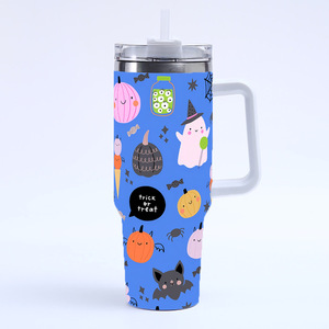 Ly giữ nhiệt hình bí ngô Halloween vui nhộn dung tích lớn 40oz, ly cà phê thép không gỉ dễ thương có quai cầm và ống hút - Product Image 2