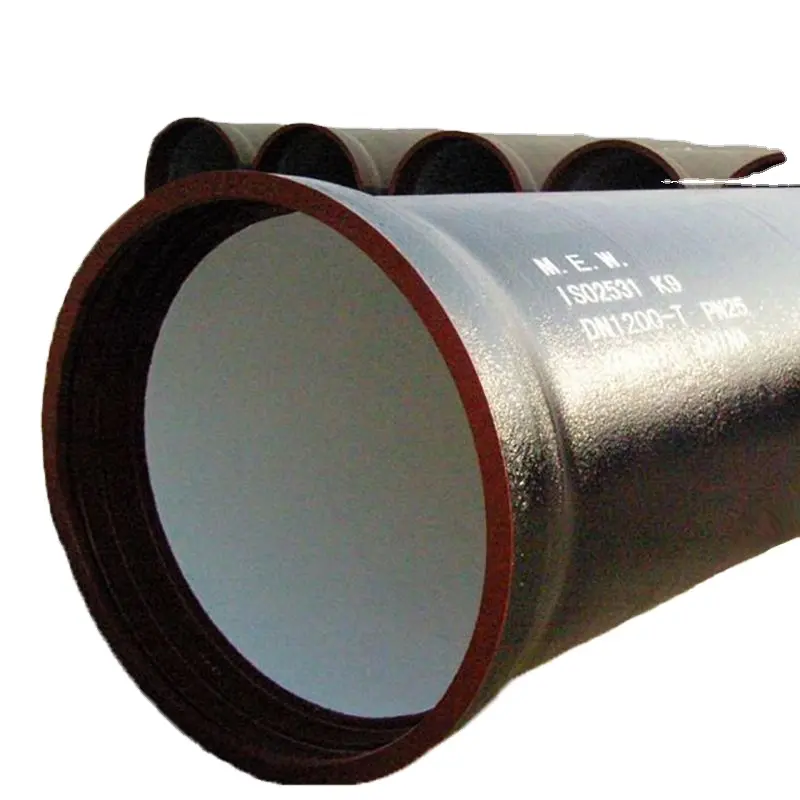 DN100 DN125 DN150 DN300 DN400 DN600 Tubo de ferro fundido dúctil para abastecimento de água subterrânea 5.7m-5.8m DN80-400 tubo de aço dúctil