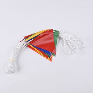 Custom Orange Triangular Banner Heavy Duty Rope Safety Bunting <b>Flags</b> Anti-Wrinkle Polyester/Vinyl - Product Image 2