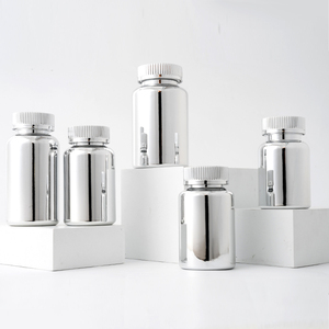 Wholesale HDPE Electroplating Silver <strong>Color</strong> Bottle <strong>Empty</strong> <strong>Capsules</strong> Pill Vitamin High-end Bottle for Storage - Product Image 1