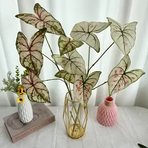 Factory Direct Supply 5 Head Colored Taro Leaf Indoor Outdoor Decoration Simulation Plant