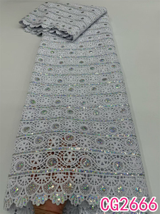 Encaje de Guipur Blanco al por Mayor con Lentejuelas, Encaje de Guipur para Vestidos de Novia Nigerianos, Tela de Encaje Africano para Mujer - Product Image 2