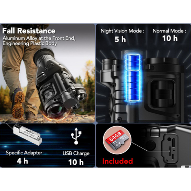 Wholesale Day Night Vision Binoculars 1080P 4X Magnification 300M Range Compact Folding Waterproof Tactical Hunting