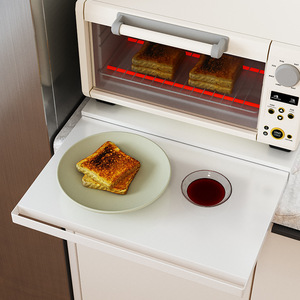 Étagère de rangement coulissante pour four à micro-ondes de cuisine, style tiroir, en acier carbone blanc et noir, design simple et moderne - Product Image 3