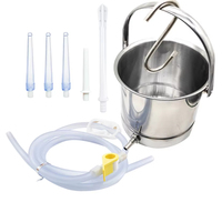 Kit de lavement domestique portable en acier inoxydable pour café et lait, avec sac de rinçage et seau pour lavement